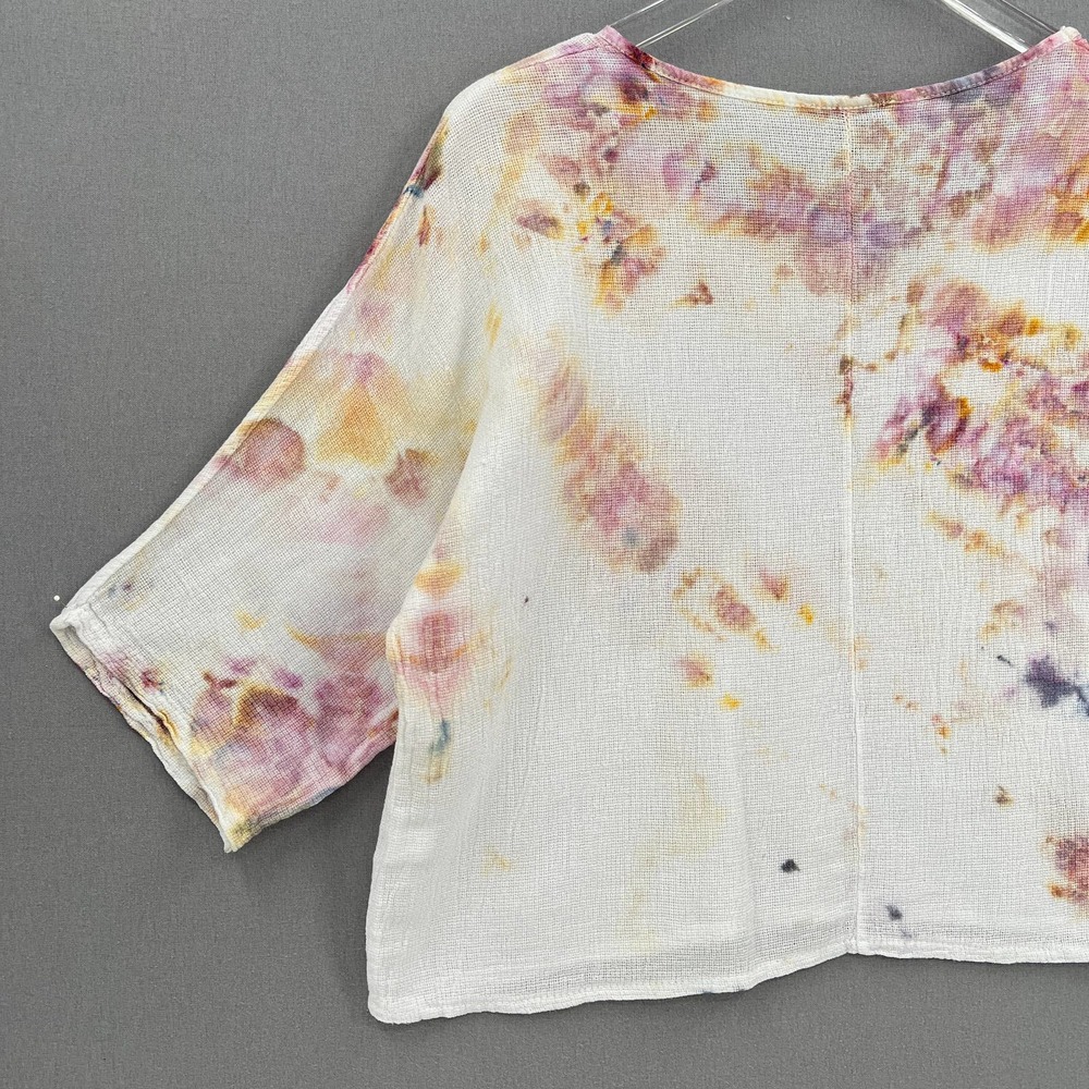 MEO MELI Shirt Womens One Size Hand Dyed Scoop Neck Cotton Linen Gauze Top NWOT - Picture 6 of 11